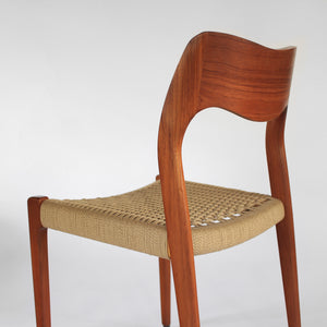 Set of 10 Niels Møller Dining Chairs Model 71 and 55 - Teak and Paper Cord