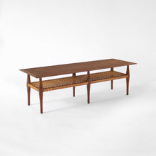 Load image into Gallery viewer, Vintage Mid Century Swedish Modern Coffee Table Walnut and Cane