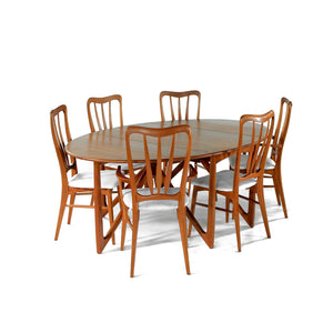 Niels Koefoed Teak Dining Set with Gate Leg Table and 6 Ingrid Dining Chairs