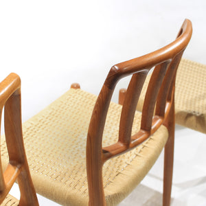 Set of 4 Møller 83 Side Chair in Teak & Paper Cord