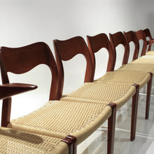 Load image into Gallery viewer, Set of 8 Niels Møller Model 71 and 55 - Teak and Paper Cord