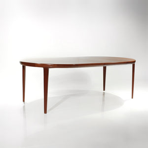 Mid Century Danish Teak Elliptical Extension Table with Two Leaves by VV Møbler