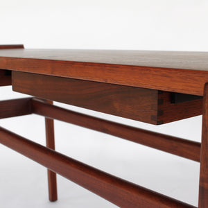 Jens Risom Walnut Console Table with 2 Floating Drawers
