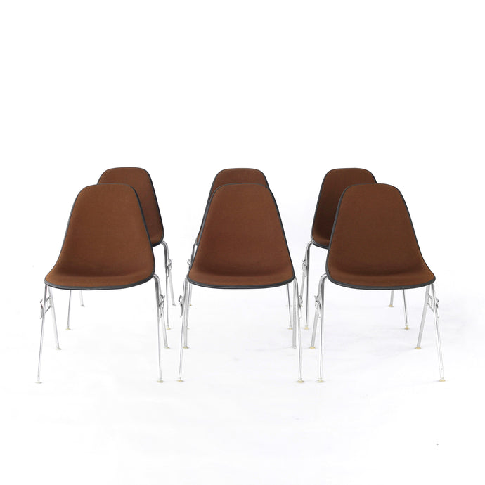 Set of 6 Eames for Herman Miller Upholstered Shell Chairs