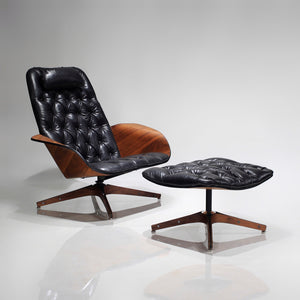 Mr and Mrs Chair Lounge Chairs w/ Ottoman by George Mulhauser in Leather