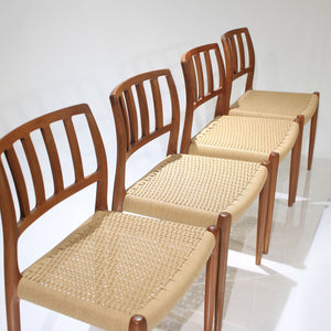 Moller Model 83 and 66 Teak and Papercord Dining Chairs - Set of 6 by Niels Møller