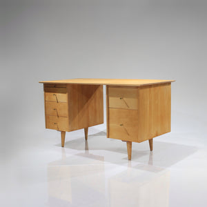 Paul McCobb Solid Maple Double Pedestal Desk - Model 1561