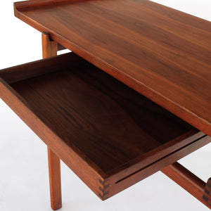 Jens Risom Walnut Console Table with 2 Floating Drawers