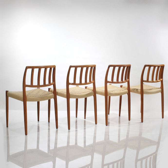 Set of 4 Møller 83 Side Chair in Teak & Paper Cord