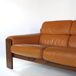 Rosewood and Leather Sofa by Uu-Vee Kaluste Oy of Finland