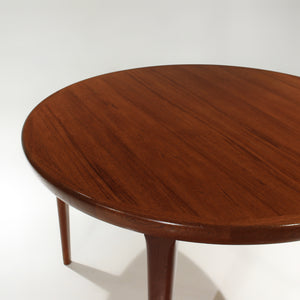 Mid Century Danish Teak Elliptical Extension Table with Two Leaves by VV Møbler