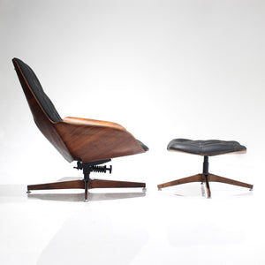 George Mulhauser for Plycraft Mr Chair and Ottoman in Leather