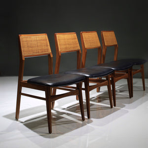 Walnut and Cane Dining Chairs - Set of 4 by Foster McDavid