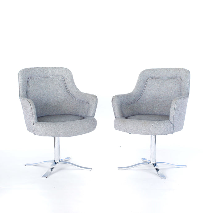 Mid Century Modern Easy Chairs in style of Nicos Zographos with Petal Chrome Base