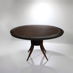 Rare Hand Made Round Dining Table with Rope, Cord, Splayed Legs