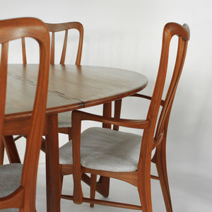 Niels Koefoed Teak Dining Set with Gate Leg Table and 6 Ingrid Dining Chairs