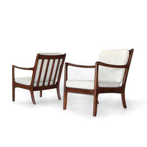 Mid Century Danish Ole Wanscher Lounge Chairs Model 107 - a Pair