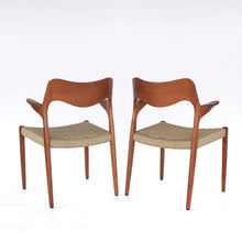 Load image into Gallery viewer, Set of 2 Niels Møller Dining Armchairs Captains Chairs Model 55 - Teak and Paper Cord