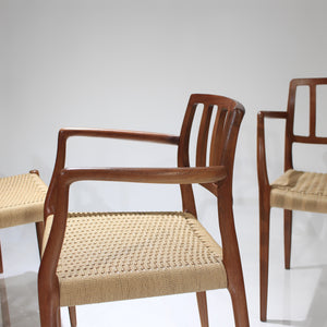 Moller Model 83 and 66 Teak and Papercord Dining Chairs - Set of 6 by Niels Møller