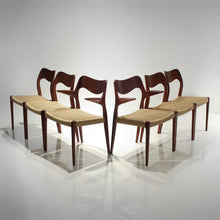 Load image into Gallery viewer, Set of 6 Niels Møller Chairs Model 71 and 55 - Teak and Paper Cord