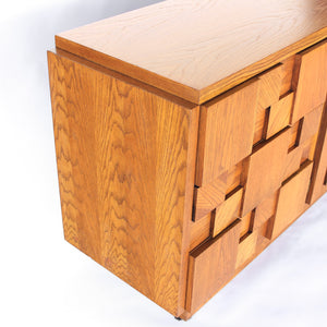 Lane Staccato Low 9 Drawer Dresser in Oak - Vintage Mid Century Modern