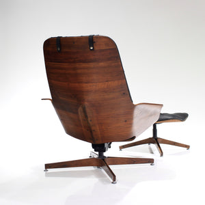 George Mulhauser for Plycraft Mr Chair and Ottoman in Leather