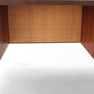 RARE Mid Century Modern Walnut and Cane Desk in Style of Florence Knoll