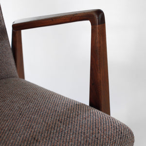 Mid Century Jens Risom Walnut Armchairs Pair of Stunning Lounge Chairs