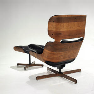Mr VIP Chair and Ottoman by George Mulhauser for Plycraft in Italian Leather