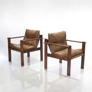 Mid-Century Ash Sling Lounge Chairs