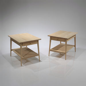 (Custom order) Paul McCobb End Tables with Drawer in Maple - A Pair