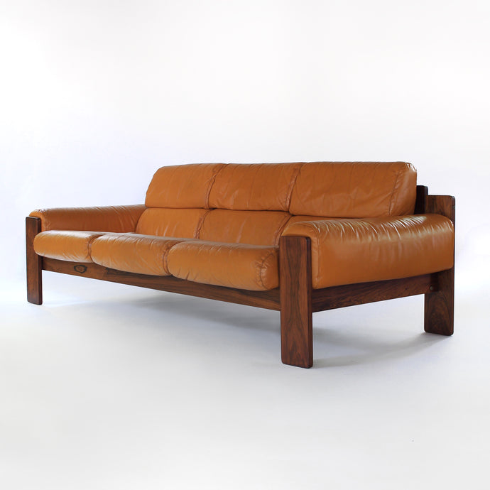 Rosewood and Leather Sofa by Uu-Vee Kaluste Oy of Finland
