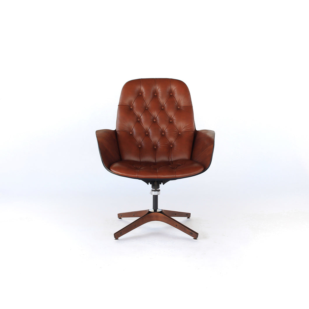 Plycraft George Mulhauser ‘Mrs. Chair’ in Leather - Mid Century Modern Lounge Chair