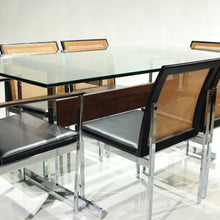 Load image into Gallery viewer, Rare Mid-Century Dining Set Walnut, Cane, Chrome - 6 Chairs