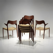 Load image into Gallery viewer, Set of 6 Niels Møller Chairs Model 71 and 55 - Teak and Paper Cord