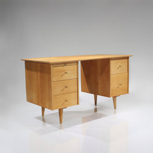 Paul McCobb Solid Maple Double Pedestal Desk - Model 1561