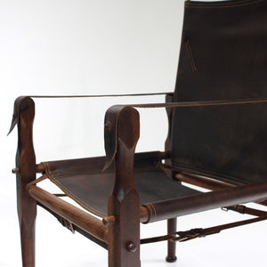 Mid Century Early South African Safari Chairs in Rosewood and Leather - A Pair