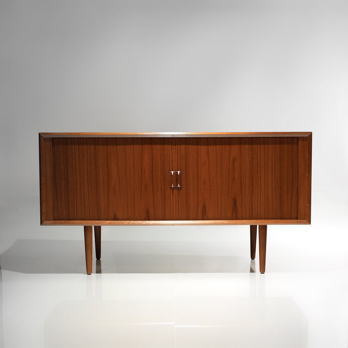Svend Aage Larsen Danish Teak Tambour Door Credenza