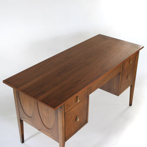 Broyhill Brasilia 5 Drawer Desk Walnut with Cane